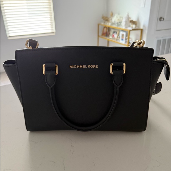 Michael Kors Handbags - Michael Kors Black Saffiano Satchel with Gold Hardware